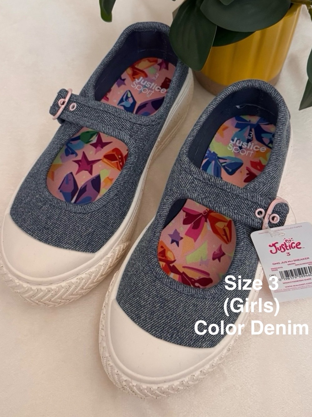 Justice  Girls Mary Jane Casual Sneakers, Size 3